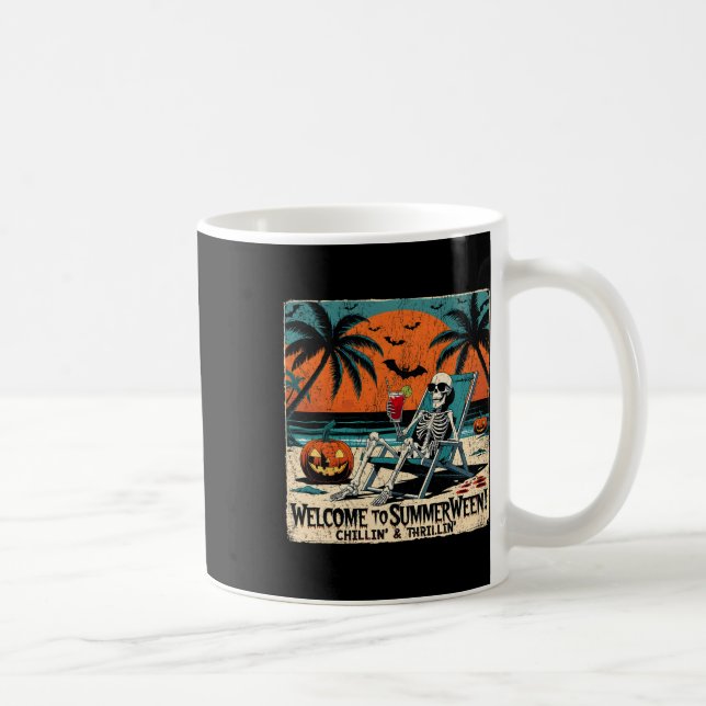 Summerween Skeleton Beach Halloween Tropical Art 1 Coffee Mug (Right)