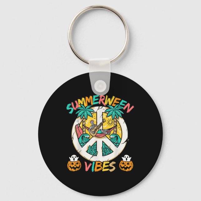 Summerween Skeleton Chill Out At The Beach With Su Key Ring (Front)