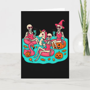 Summerween Skeleton Flamingo Just Waiting For Hall Card