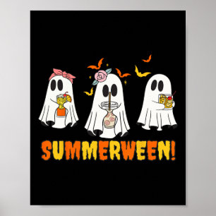 Summerween Skeleton Ghost Beach Party Halloween Vi Poster