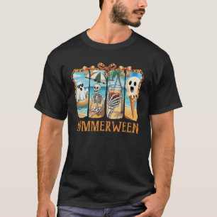 Summerween Skeleton Ghost Beach Party Summer Hallo T-Shirt