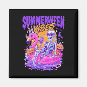 Summerween Skeleton Spooky Summer Beach Skelly Hal Magnet