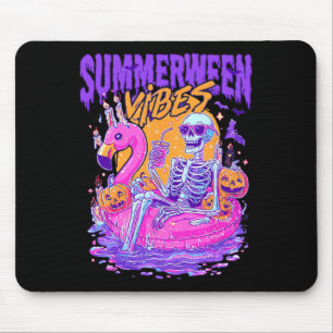 Summerween Skeleton Spooky Summer Beach Skelly Hal Mouse Pad