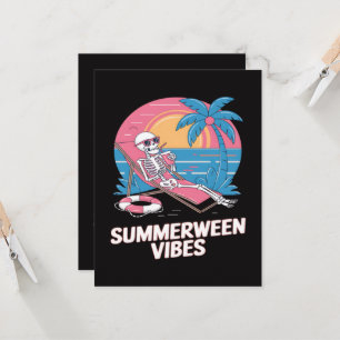 Summerween Skeleton Summer Vacation Beach Funny Invitation