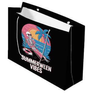 Summerween Skeleton Summer Vacation Beach Funny Large Gift Bag