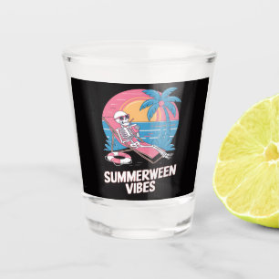 Summerween Skeleton Summer Vacation Beach Funny Shot Glass