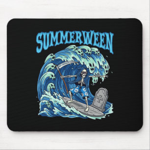 Summerween Skeleton Surf Grim Reaper Beach Spooky Mouse Pad
