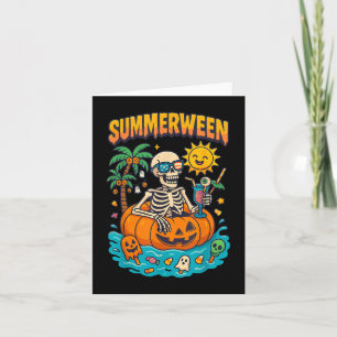 Summerween Skeleton Vibes Chillin In A Pumpkin Flo Card