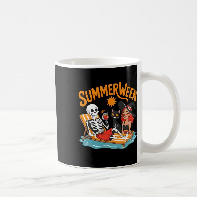 Summerween Skeleton Witch Funny Summer Halloween  Coffee Mug (Right)