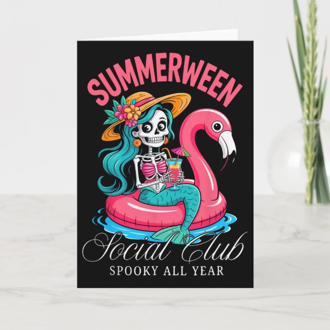 Summerween Social Club Spooky All Year Skeleton Me Card (Front)