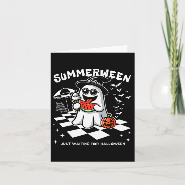 Summerween Spooky Halloween Summer Vibes Pumpkin G Card (Front)