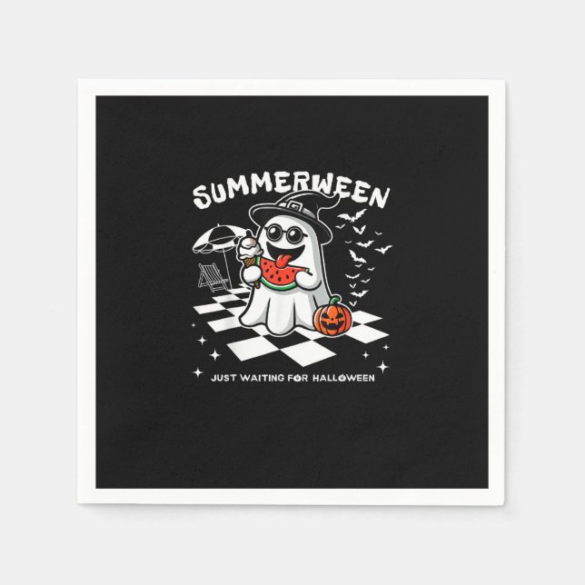 Summerween Spooky Halloween Summer Vibes Pumpkin G Napkin (Front)