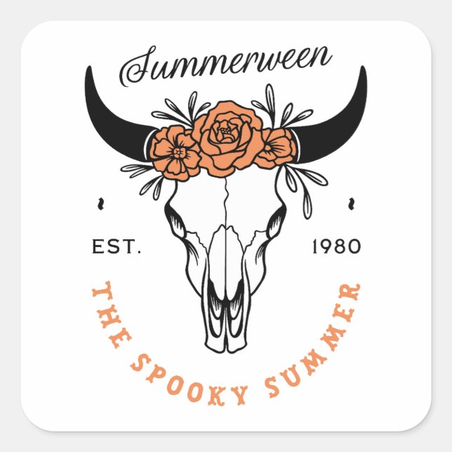 Summerween spooky summer party country aesthetic square sticker (Front)