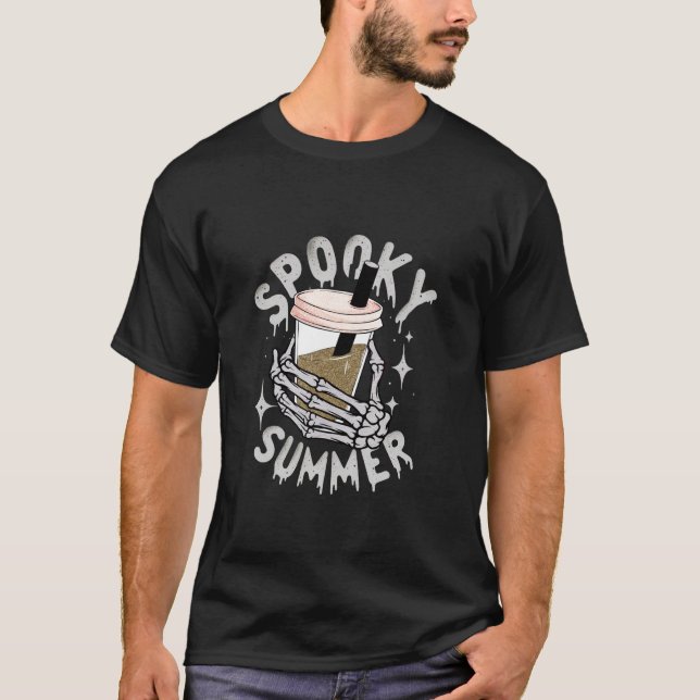 Summerween Spooky Summer Skeleton Ice Coffee Summe T-Shirt (Front)