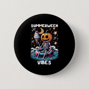 Summerween Summer Halloween Funny Skeleton Ice Cre 6 Cm Round Badge