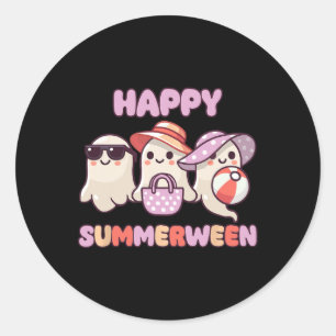 Summerween Summer Halloween Ghost  Classic Round Sticker