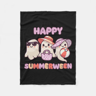 Summerween Summer Halloween Ghost  Fleece Blanket