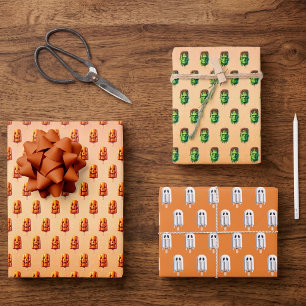 Summerween Summer Halloween JackoLantern Popsicle Wrapping Paper Sheet