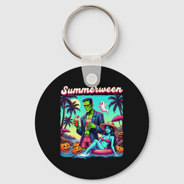 Summerween Summer Halloween Zombie Frankenstein Bo Key Ring (Front)
