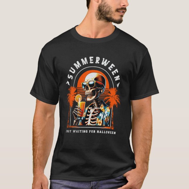 Summerween Summer Skeleton Halloween Grim Reaper V T-Shirt (Front)