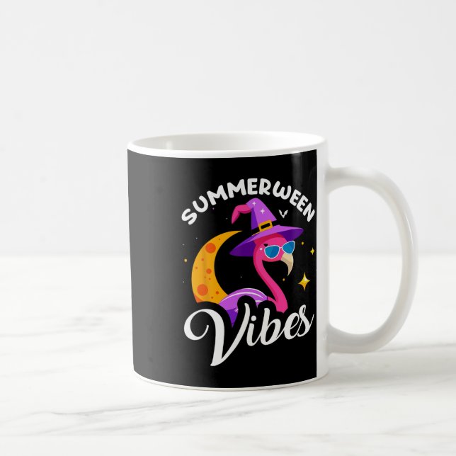 Summerween Vibes Flamingo Summer Halloween Vacatio Coffee Mug (Right)