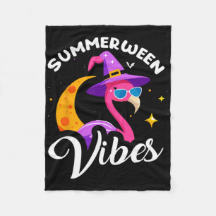 Summerween Vibes Flamingo Summer Halloween Vacatio Fleece Blanket