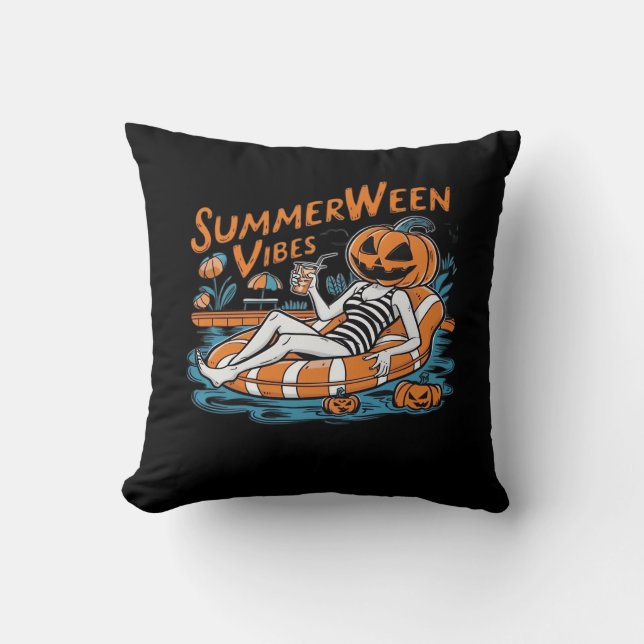 Summerween Vibes For Spooky Summer, Halloween Gift Cushion (Front)