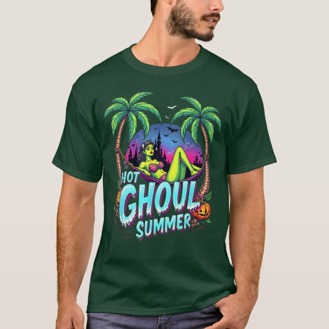 Summerween Vibes Funny HOT GHOUL SUMMER Skeleton I T-Shirt (Front)
