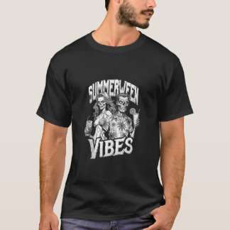 Summerween Vibes Funny Zombie Couple Beach Cocktai T-Shirt