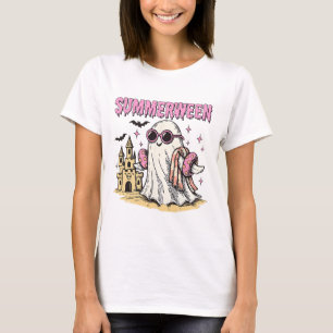 Summerween Vibes Ghost Beach Funny Spooky Vacation T-Shirt