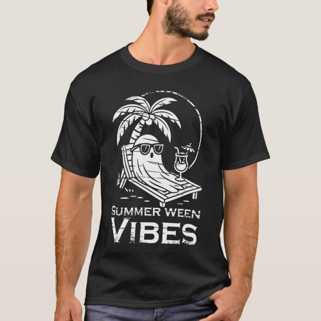 Summerween Vibes Ghost Funny Summer Halloween 1 T-Shirt (Front)
