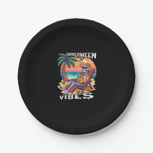 Summerween Vibes Halloween Skeleton Paper Plate