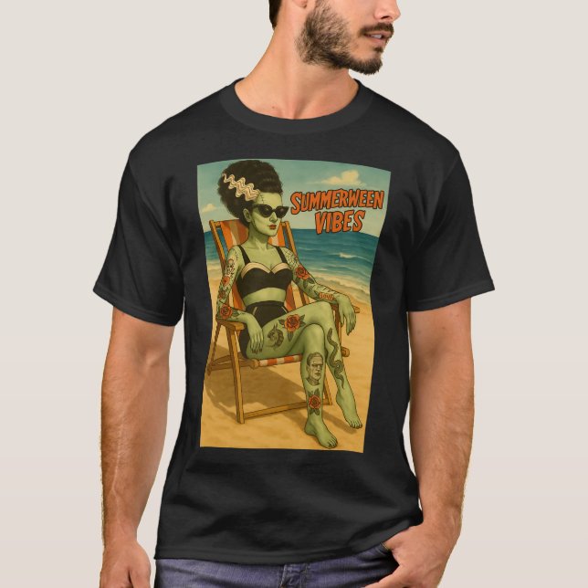Summerween Vibes Retro Beach Gothic Style Tee  (Front)
