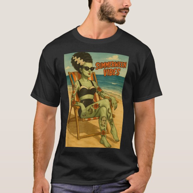 Summerween Vibes Retro Beach Gothic Style Tee  (Front)
