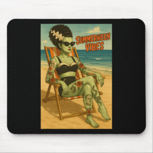 Summerween Vibes Retro Beach Gothic Style Tee Mouse Pad