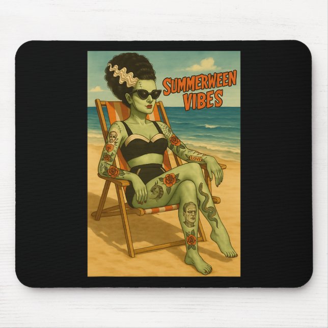 Summerween Vibes Retro Beach Gothic Style Tee  Mouse Pad (Front)