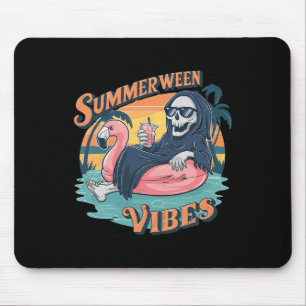 Summerween Vibes Skeleton Flamingo Float Summer Ha Mouse Pad