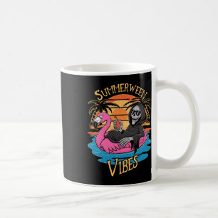 Summerween Vibes Skeleton Flamingo Spooky Hallowee Coffee Mug