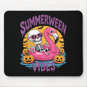 Summerween Vibes Skeleton Flamingo Spooky Hallowee Mouse Pad