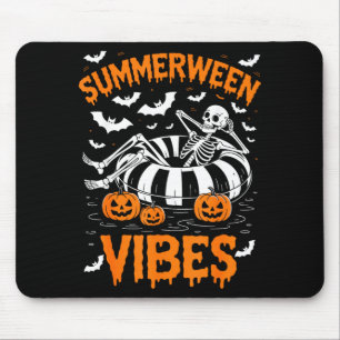 Summerween vibes skeleton floating pool pumpkin mouse pad