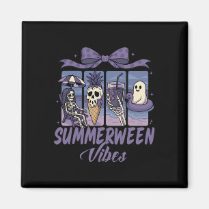 Summerween Vibes Skeleton Ghost Beach Party Hallow Magnet
