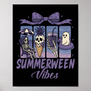 Summerween Vibes Skeleton Ghost Beach Party Hallow Poster
