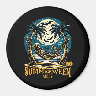 Summerween Vibes Skeleton Pumpkin Skeleton Summer Magnet