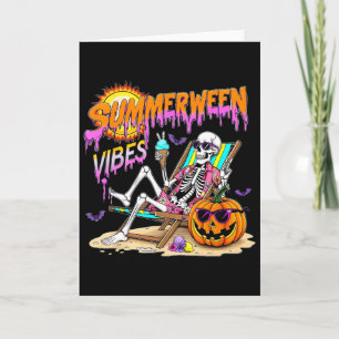 Summerween Vibes Skeleton Pumpkin Spooky Vacation  Card