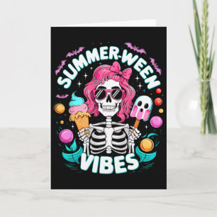 Summerween Vibes Skeleton Spooky Vacation Hallowee Card