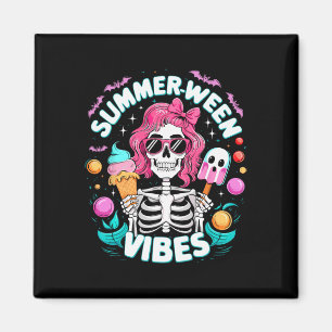 Summerween Vibes Skeleton Spooky Vacation Hallowee Magnet