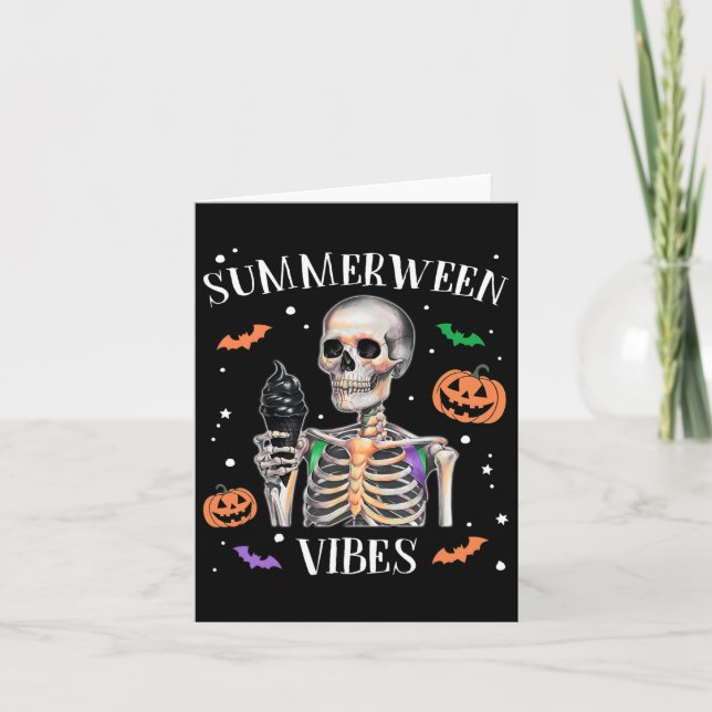 Summerween Vibes Skeleton Summer Halloween  Card (Front)