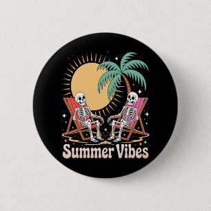 Summerween Vibes Skeleton Summer Vacation Beach 6 Cm Round Badge