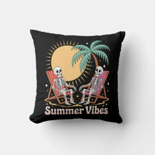 Summerween Vibes Skeleton Summer Vacation Beach Cushion