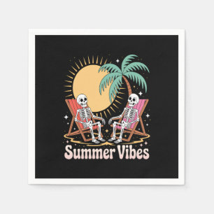 Summerween Vibes Skeleton Summer Vacation Beach Napkin